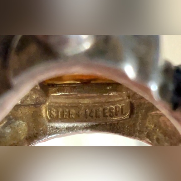 Vintage Designer ESPO Sterling Silver & 14K Yellow Gold Ring, Size 6, 8.1g - Picture 7 of 10